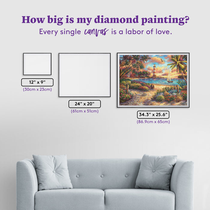 Diamond Painting Seaside Vista 34.3" x 25.6" (86.9cm x 65cm) / Square With 87 Colors Including 3 ABs and 3 Fairy Dust Diamonds / 91,089