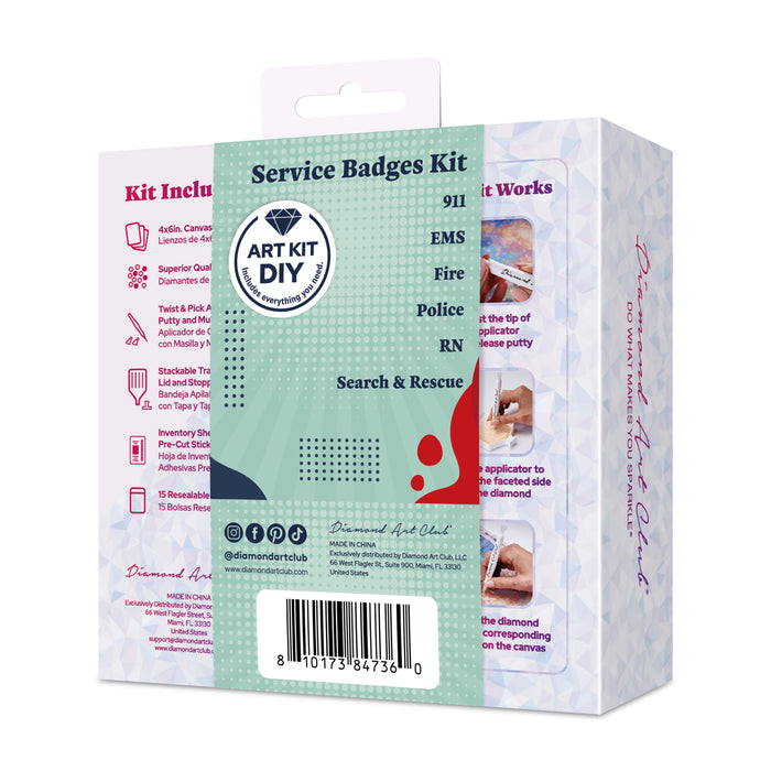 Diamond Painting Service Badges - Mini Dazzles™ 4" x 6" (10.2cm x 15.2cm) / Square With 18 Colors Including 2 ABs and 2 Electro Diamond and 14 Fairy Dust Diamonds / 4,409