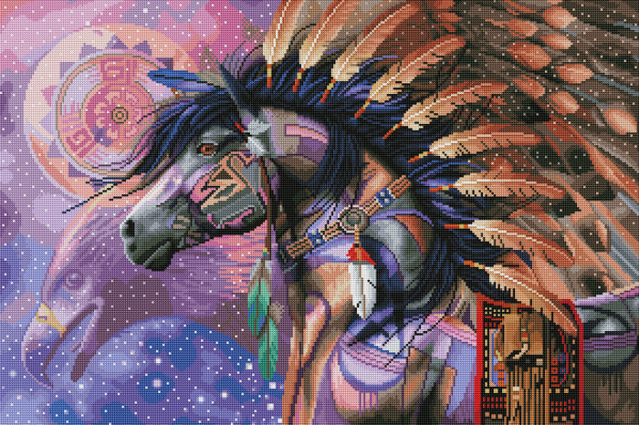 Diamond Painting Shaman 33" x 22″ (84cm x 56cm) / Round with 52 Colors including 2 ABs / 59,502