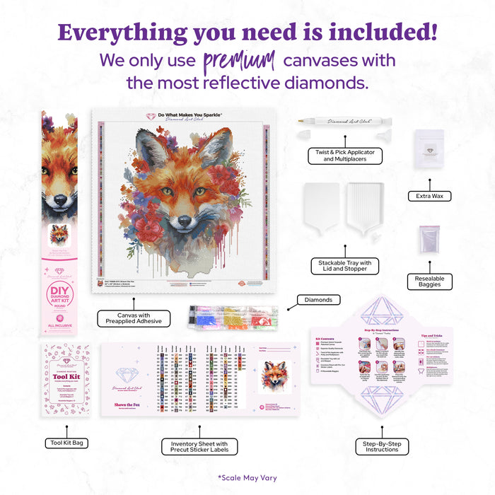 Diamond Painting Shawn the Fox 20" x 20" (50.6cm x 50.6cm) / Round with 89 Colors including 2 ABs and 3 Fairy Dust Diamonds / 18,737