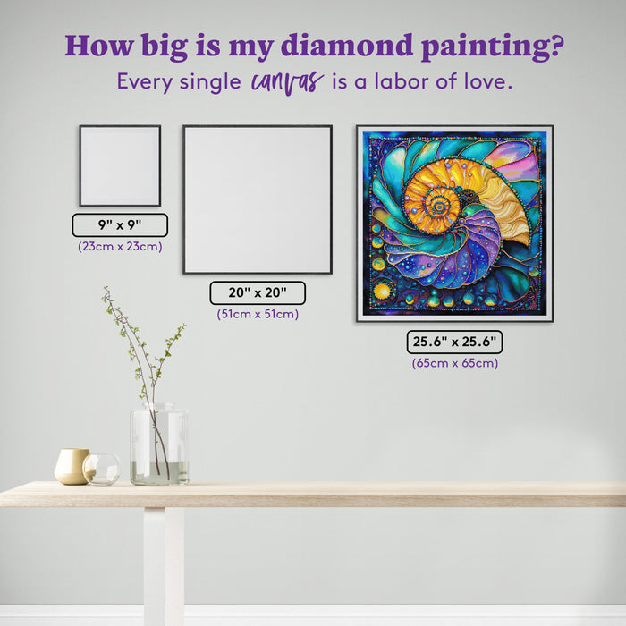 Diamond Painting Shell Mandala 25.6" x 25.6" (65cm x 65cm) / Square With 87 Colors Including 5 ABs and 1 Iridescent Diamond and 3 Fairy Dust Diamonds / 68,121