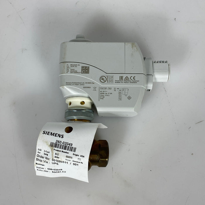 Siemens #260-02049 Powermite Value and Actuator