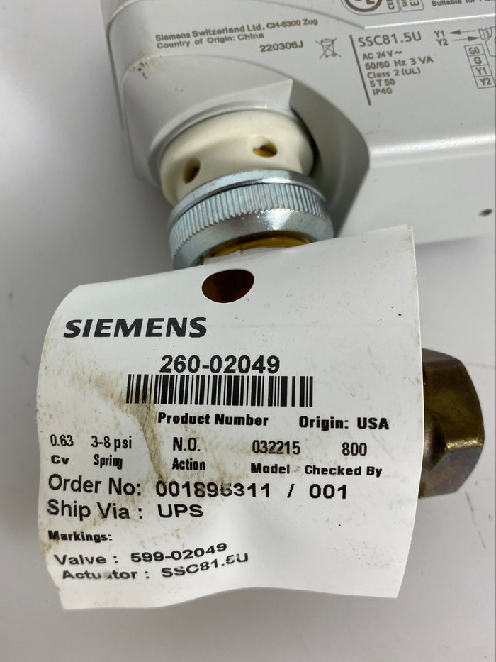 Siemens #260-02049 Powermite Value and Actuator