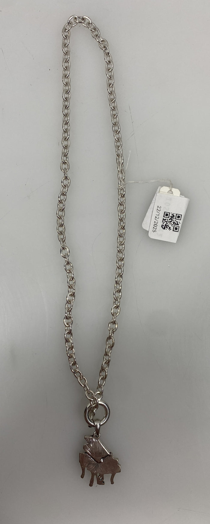 Silver Chain White Crystal Piano Toggle Clasp Necklace