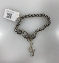 Silver Chain White Gem Treble Clef Charm Bracelet