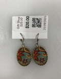 Silver Enamel Paisley Dangle Earrings