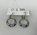 Silver Filigree Multi Blue Crystal Hoop Earrings