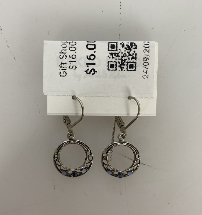 Silver Filigree Multi Purple Crystal Hoop Earrings