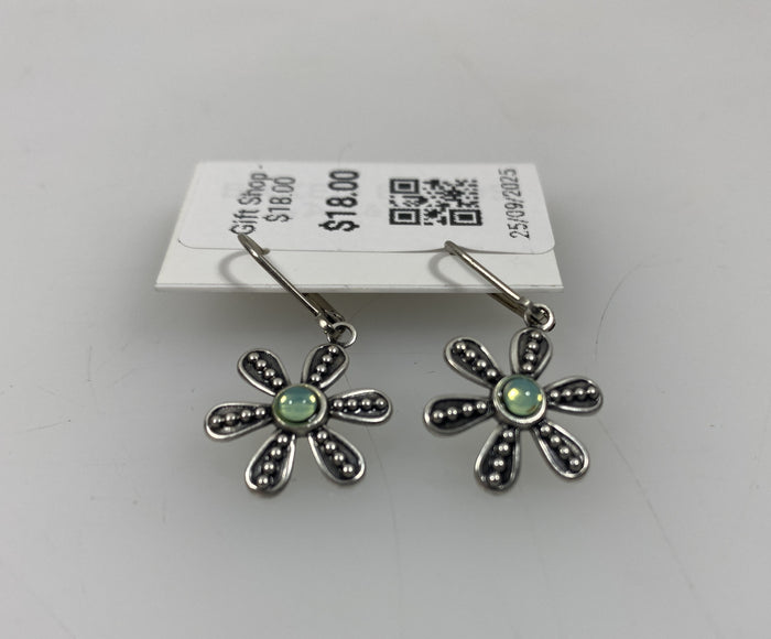 Silver Granulated Flower Earrings
