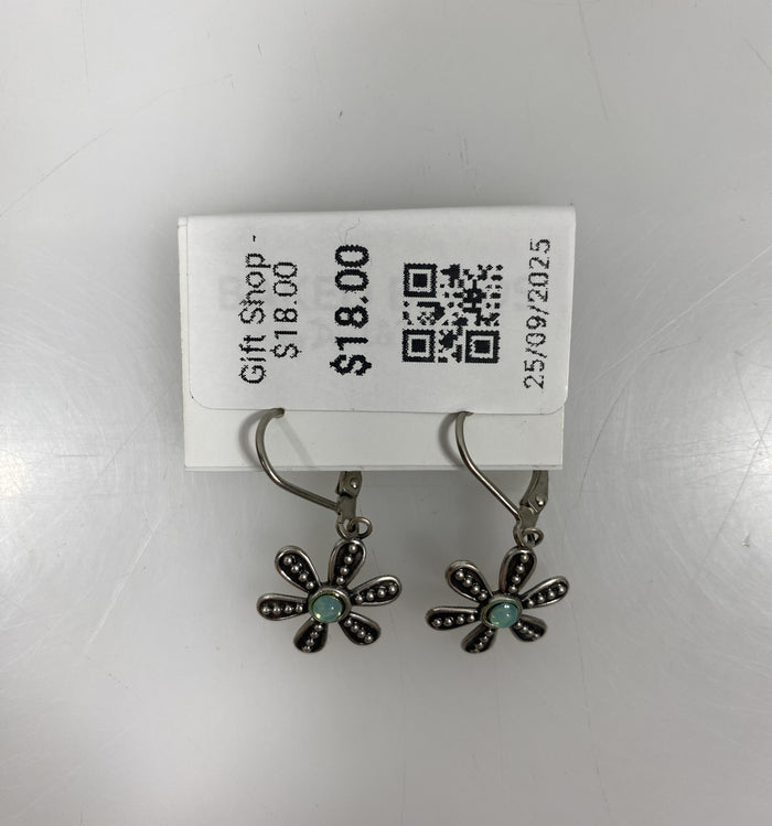 Silver Granulated Flower Earrings