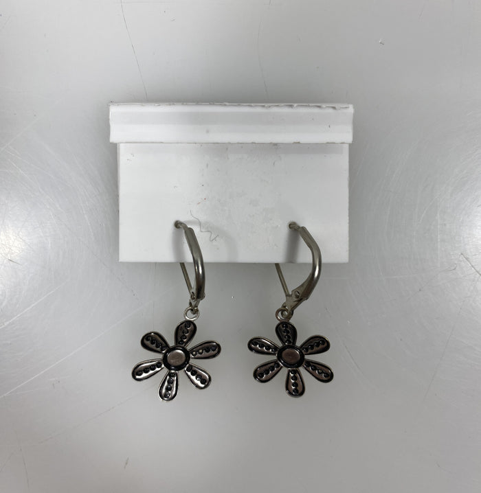 Silver Granulated Flower Earrings