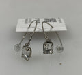 Silver Rectangular White Crystal Dangle Earrings