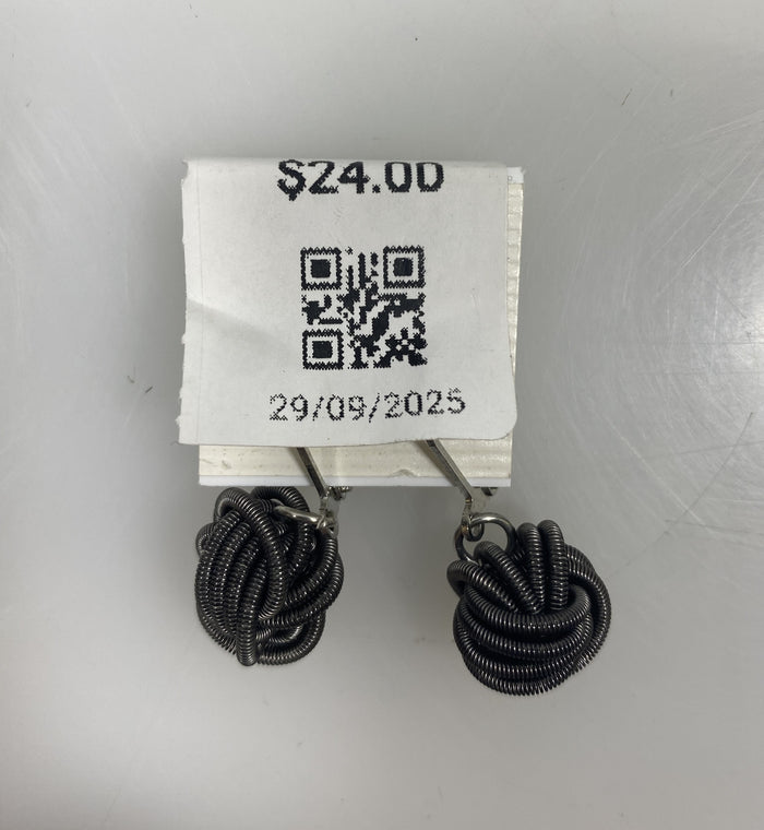 Silver Spring Knot Ball Earrings
