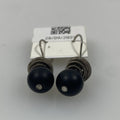 Silver Spring Wire Ball Black Bead Dangle Earrings