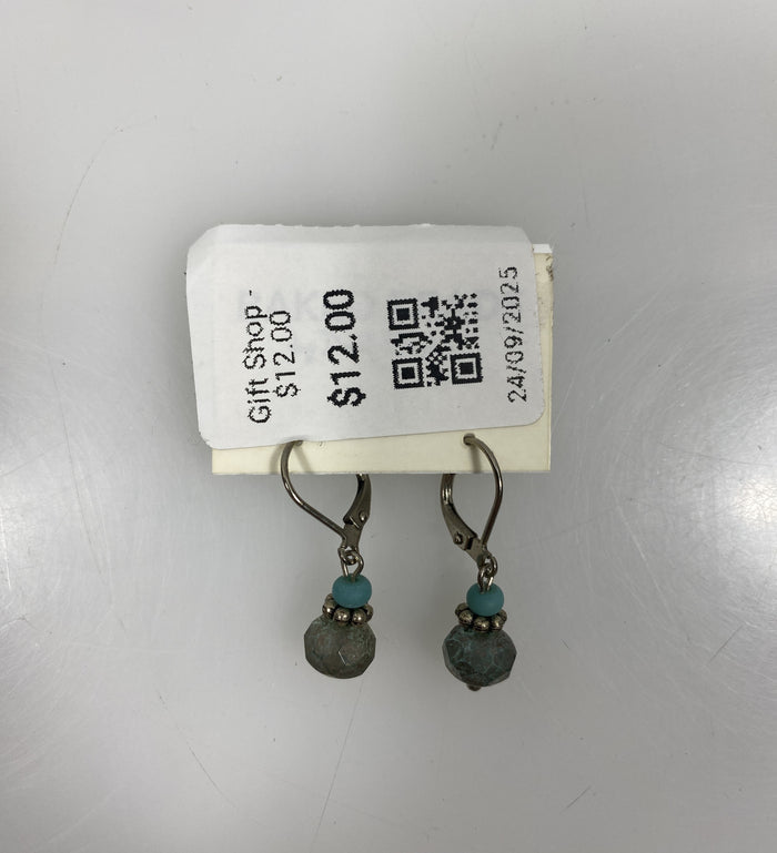 Silver Stacked Bead Dangle Earrings