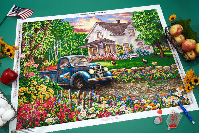 Diamond Painting Simpler Times 36.6" x 27.6" (93cm x 70cm) / Square with 80 Colors including 6 ABs and 3 Fairy Dust Diamonds / 104,813