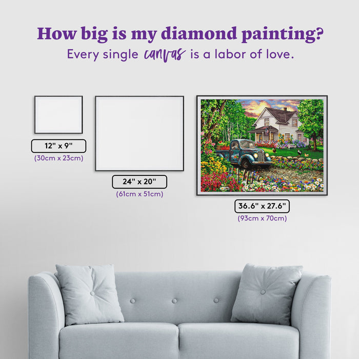 Diamond Painting Simpler Times 36.6" x 27.6" (93cm x 70cm) / Square with 80 Colors including 6 ABs and 3 Fairy Dust Diamonds / 104,813
