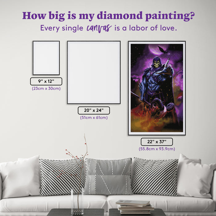 Diamond Painting Skeletor 22" x 37" (55.8cm x 93.9cm) / Square with 63 Colors including 4 ABs and 3 Fairy Dust Diamonds / 84,448