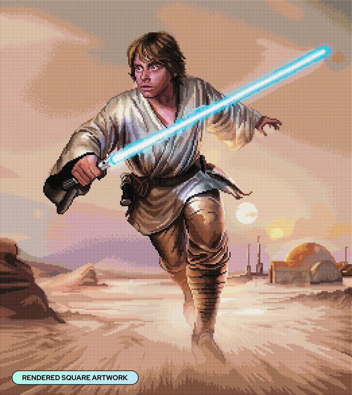 Diamond Painting Skywalker of Tatooine 25.6" x 28.7" (65cm x 72.9cm) / Square with 70 Colors including 1 AB and 1 iridescent Diamond and 2 Fairy Dust Diamonds / 76,473