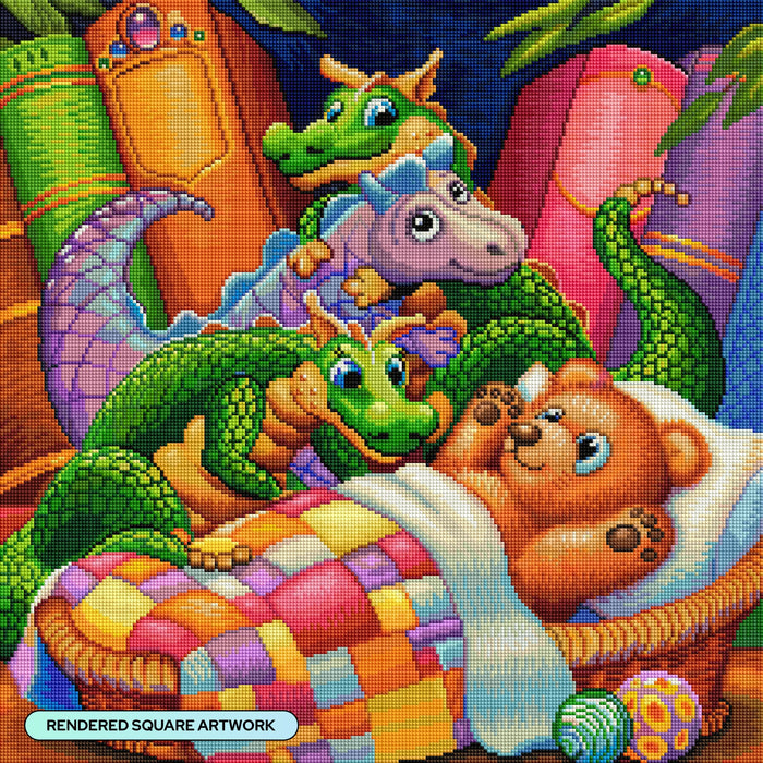 Diamond Painting Sleep Tight 22" x 22" (55.8cm x 55.8cm) / Square with 69 Colors including 3 ABs and 6 Fairy Dust Diamonds / 50,176