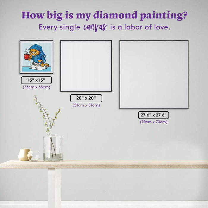 Diamond Painting Sleepy and Grumpy Cat (Amazon) 13" x 13" (33cm x 33cm) / Square with 15 Colors including 2 ABs / 17,424