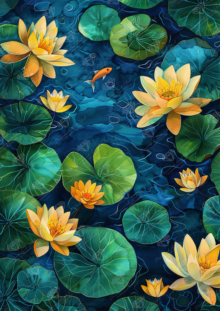 Diamond Painting Small Fish Big Pond 25.6" x 36.2" (65cm x 91.8cm) / Square with 66 Colors including 3 ABs and 3 Fairy Dust Diamonds / 96,309