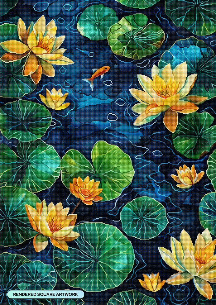 Diamond Painting Small Fish Big Pond 25.6" x 36.2" (65cm x 91.8cm) / Square with 66 Colors including 3 ABs and 3 Fairy Dust Diamonds / 96,309