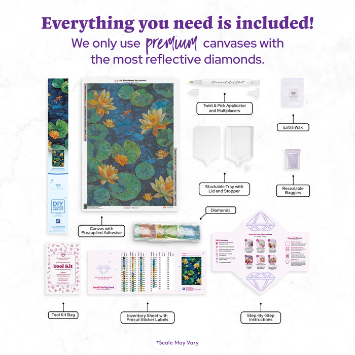 Diamond Painting Small Fish Big Pond 25.6" x 36.2" (65cm x 91.8cm) / Square with 66 Colors including 3 ABs and 3 Fairy Dust Diamonds / 96,309