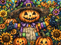 Diamond Painting Smiling Scarecrow 34.3" x 25.6" (86.9cm x 65cm) / Square with 55 Colors including 3 ABs and 3 Fairy Dust Diamonds / 91,089
