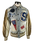 Smoke Rise Denim Varsity Jacket Size M