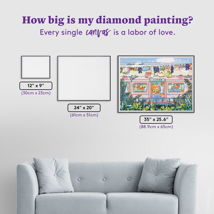 Diamond Painting Snorkel Train 35" x 25.6" (88.9cm x 65cm) / Square with 79 Colors including 2 ABs and 6 Fairy Dust Diamonds / 93,177