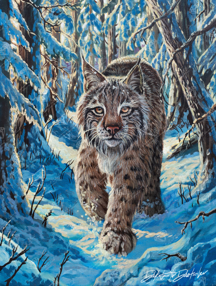 Diamond Painting Snow Lynx 22" x 29" (55.6cm x 73.7cm) / Round with 54 Colors including 2 ABs and 3 Fairy Dust Diamonds / 54,136