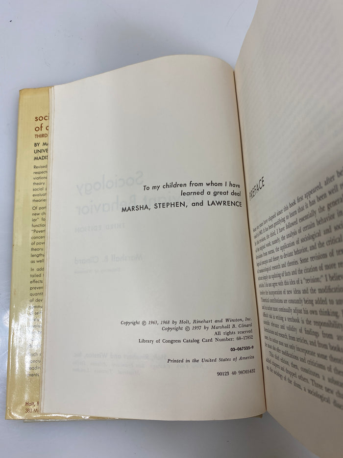 Sociology of Deviant Behavior 3rd Ed. Clinard 1968 HCDJ