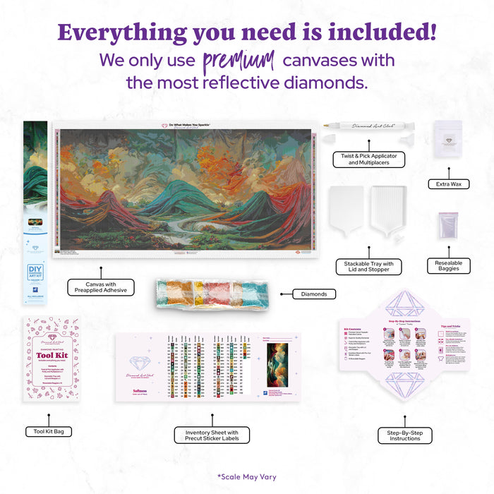 Diamond Painting Softness 49.2" x 23.6" (125cm x 60cm) / Square with 89 Colors including 3 ABs and 4 Fairy Dust Diamonds / 120,982