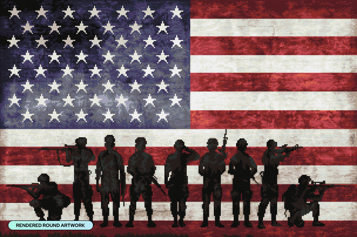 Diamond Painting Soldier Flag 33" x 22" (83.7cm x 55.6cm) / Round with 26 Colors including 1 AB and 3 Fairy Dust Diamonds / 61,408