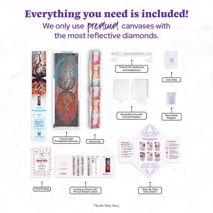 Diamond Painting Soul Duality 17" x 53" (42.8cm x 134.4cm) / Square with 72 Colors including 4 ABs and 1 Frosted Diamond and 1 Fairy Dust Diamond / 92,880