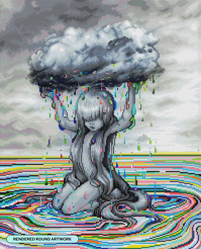 Diamond Painting Soul of the Storm 22" x 27" (55.8cm x 69cm) / Round with 51 Colors including 7 ABs and 2 Iridescent Diamonds and 3 Fairy Dust Diamonds / 48,954