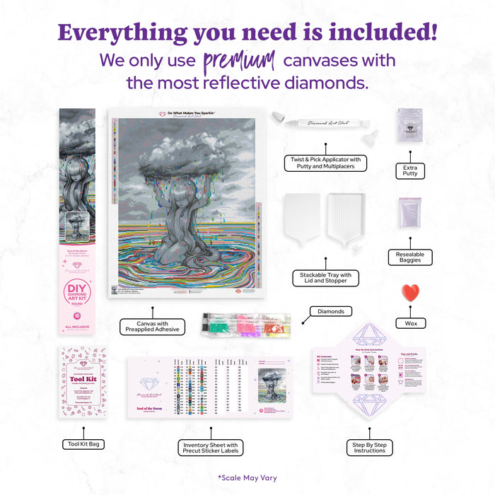 Diamond Painting Soul of the Storm 22" x 27" (55.8cm x 69cm) / Round with 51 Colors including 7 ABs and 2 Iridescent Diamonds and 3 Fairy Dust Diamonds / 48,954