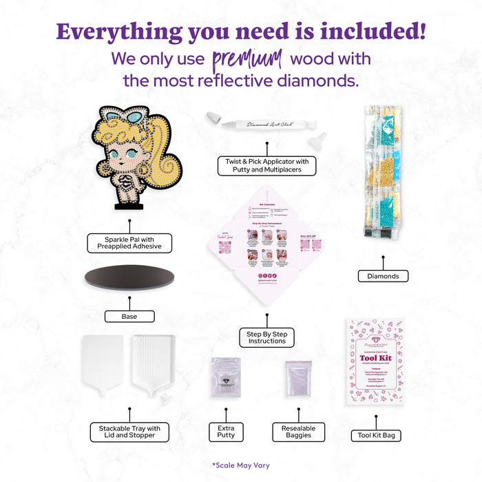 Diamond Painting Sparkle Pals™ - 1959 1st Barbie™ 5.7" x 5" (14.6cm x 12.7cm) / Round with 9 Colors Including 1 AB and 1 Electro Diamond and 1 Fairy Dust Diamond / 965