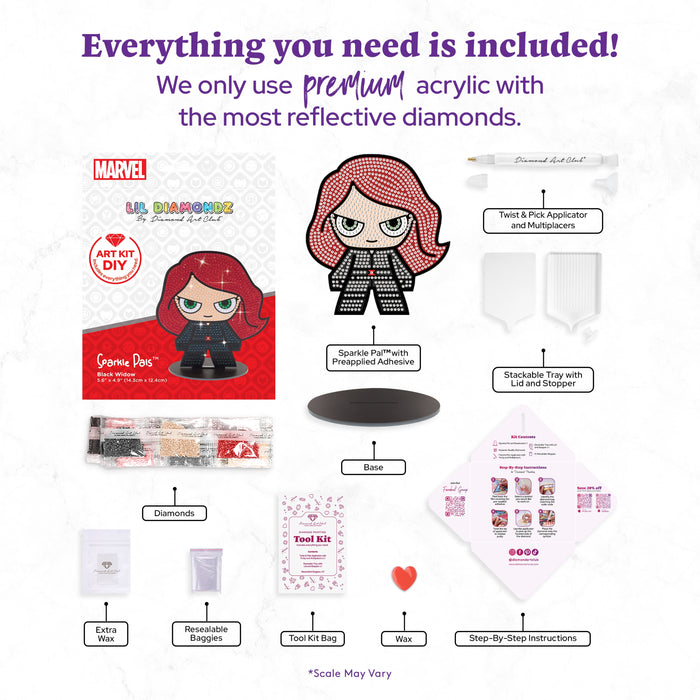 Diamond Painting Sparkle Pals™ - Black Widow™ 5.6" x 4.9" (14.3cm x 12.4cm) / Round with 7 Colors Including 1 AB and 3 Fairy Dust Diamonds / 874
