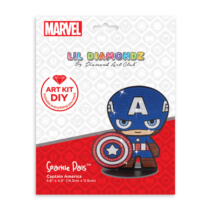 Diamond Painting Sparkle Pals™ - Captain America 5.6" x 4.5" (14.3cm x 11.5cm) / Round with 7 Colors Including 2 ABs and 1 Fairy Dust Diamond / 731