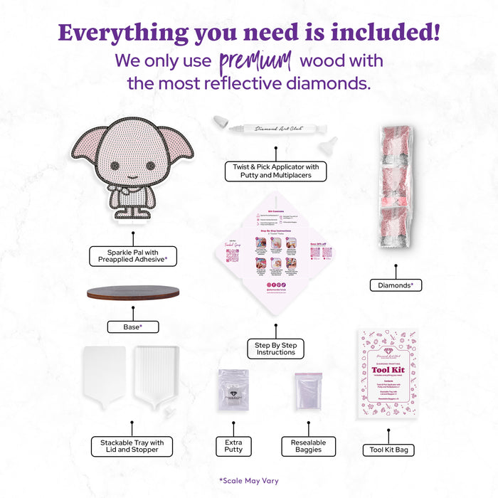Diamond Painting Sparkle Pals™ - Dobby 6.7" x 5.7" (17cm x 14.6cm) / Round with 4 Colors including 2 Fairy Dust Diamonds / 1,450