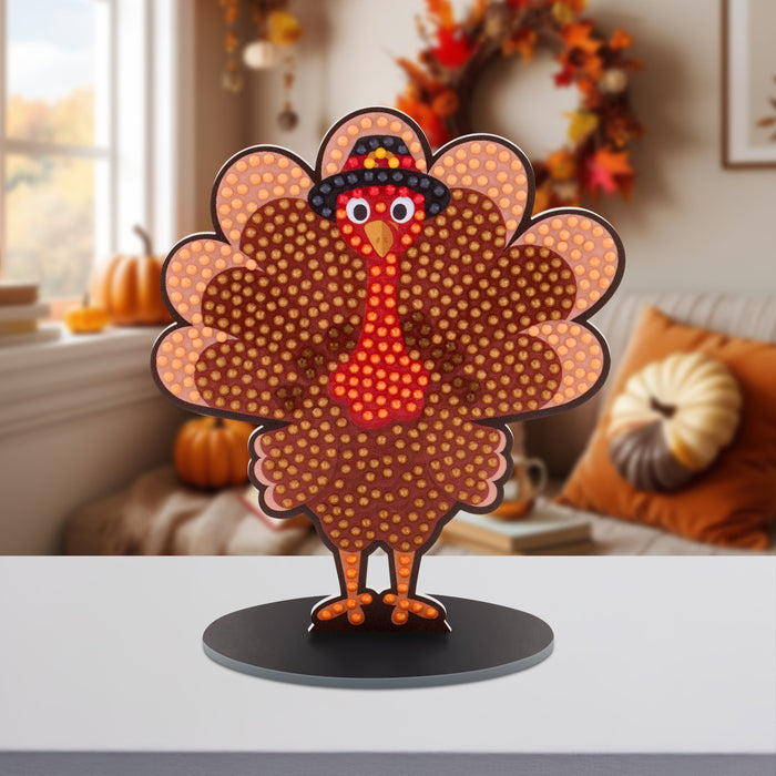 Diamond Painting Sparkle Pals™ - Harvest Gobbler 4.7" x 5.5" (12cm x 14cm) / Round with 9 Colors including 5 Fairy Dust Diamonds / 660