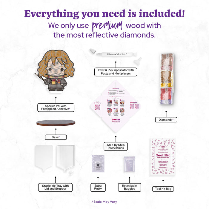 Diamond Painting Sparkle Pals™ - Hermione 5.4" x 5.7" (13.8cm x 14.5cm) / Round with 8 Colors including 1 AB, 2 Fairy Dust Diamonds and 1 Iridescent Diamond / 1,325