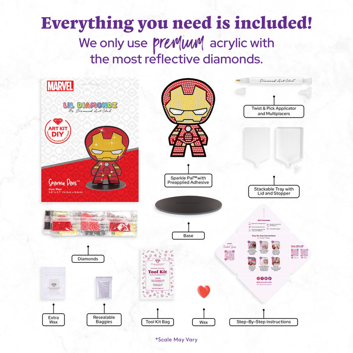 Diamond Painting Sparkle Pals™ - Iron Man™ 5.6" x 3.7" (14.3cm x 9.4cm) / Round with 4 Colors Including 1 AB  and 1 Iridescent Diamond and 1 Fairy Dust Diamond / 664