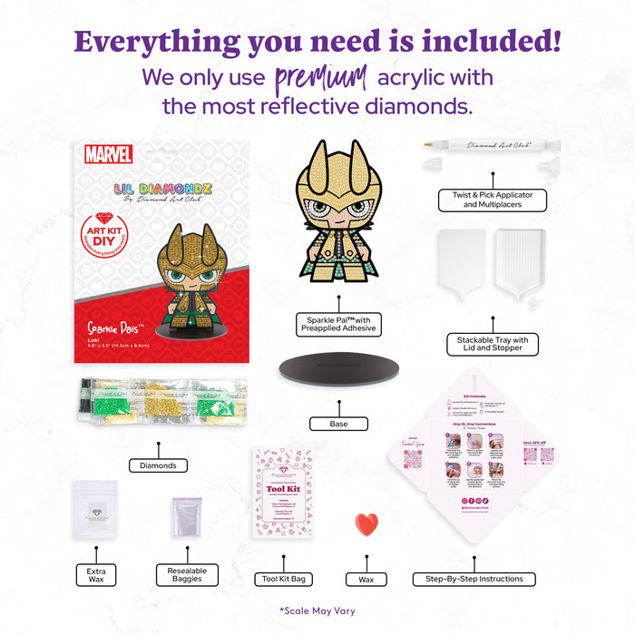 Diamond Painting Sparkle Pals™ - Loki™ 5.6" x 3.3" (14.3cm x 8.4cm) / Round with 6 Colors Including 1 Electro Diamond and 1 Fairy Dust Diamond / 593