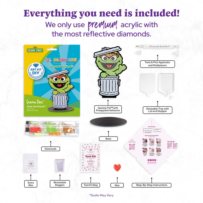 Diamond Painting Sparkle Pals™ - Oscar 3.5" x 5.5" (9.1cm x 14.1cm) / Round with 6 Colors Including 1 AB and 2 Fairy Dust Diamonds / 670