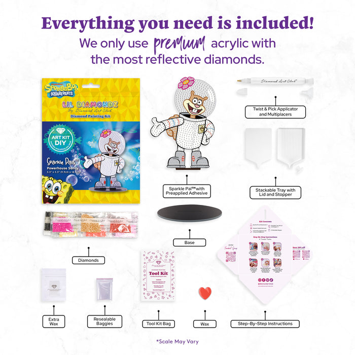 Diamond Painting Sparkle Pals™ - Powerhouse Sandy 3.3" x 5.5" (9.9cm x 14.1cm) / Round with 9 Colors / 494