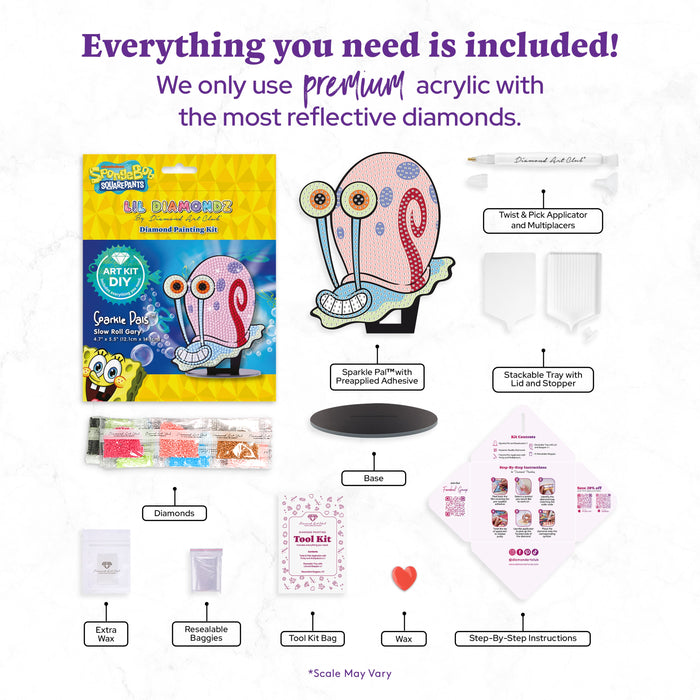 Diamond Painting Sparkle Pals™ - Slow Roll Gary 4.7" x 5.5" (12.1cm x 14.1cm) / Round with 8 Colors Including 2 ABs and 3 Fairy Dust Diamonds / 860