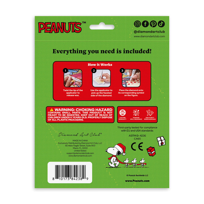 Diamond Painting Sparkle Pals™ - Snoopy Elf 5.5" x 3.1" (14cm x 8cm) / Round with 4 Colors including 2 Fairy Dust Diamonds / 679